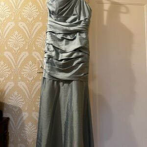 Mint Green Ruched One Shoulder Gown for Wedding, Prom, or Formal Event